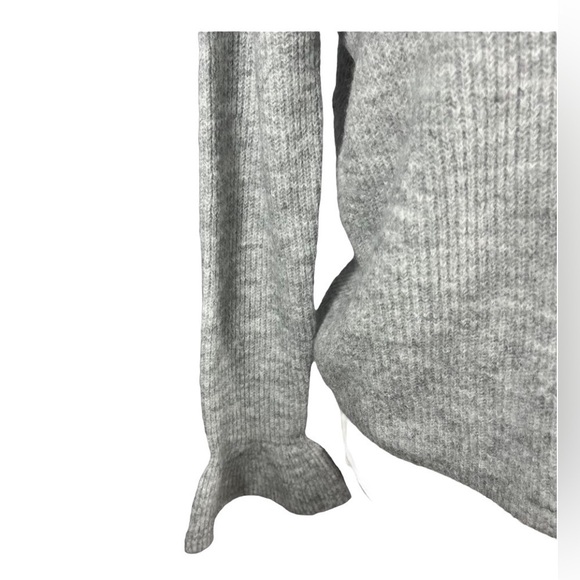 Vero Moda sweater blouse V Neck ruffle light grey melange wool size S - Picture 6 of 17